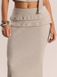 MUSERA Chân váy maxi dài cạp trung bình, thích hợp mặc đi chơi, dạo phố, đi chơi tối, gợi cảm, dễ thương, thoải mái, dự tiệc mùa thu hè. - Màu Khaki - Xem 5