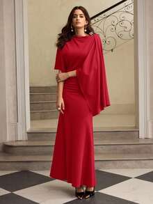 ZEYLAH Váy xòe nhún bèo thanh lịch dành cho nữ - Đỏ - Xem 4