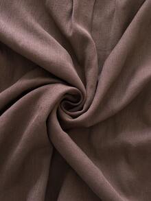 Roveilla 大码女式法式优雅奢华时尚圣诞派对休闲简约高端设计度假工作装复古风格纯色衬衫领半开襟侧系带长袖衬衫，春/秋/冬 - 棕色 - 查看 7