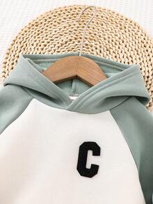 Cozy Pixies Sudadera de manga larga con cuello raglan y contraste de color para bebé niño, casual y versátil para otoño/invierno