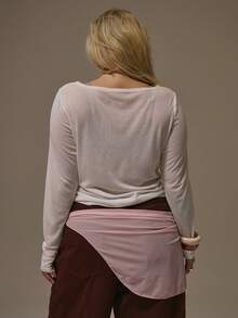 MUSERA 加大码长袖修身印花标语T恤 秋季可爱舒适节日假日樱桃漆春夏复活节 - 白色 - 查看 4