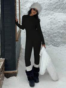 SHEIN EZwear 女士保暖内衬修身连体裤，秋冬季