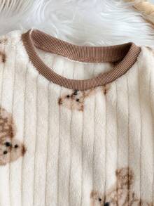 Loomiva 2件套男婴卡通熊图案抓绒圆领长袖卫衣和松紧腰裤套装 - 彩色 - 查看 3