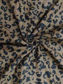 SHEIN LUNE Nueva llegada Sudadera holgada casual de pana con estampado de leopardo, caliente - Multicolor - Ver 5