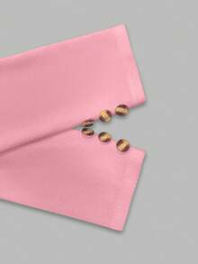 EMERY ROSE Áo khoác blazer dài tay công sở thanh lịch, vừa vặn, màu trơn - Hồng - Xem 5