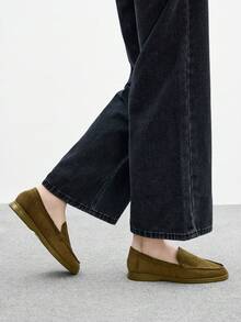 CUCCOO BIZCHIC Giày lười da lộn màu xanh ô liu thời trang dành cho nữ, thoải mái, phù hợp để đi làm, dã ngoại, mua sắm, làm việc, mặc hàng ngày - xanh quân đội - Xem 9