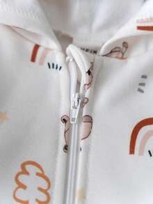 Loomiva Pelele de manga larga con cuello redondo suave de punto con estampado de oso de dibujos animados para bebé niño, versátil y cómodo