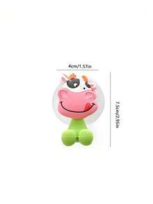 2pcs Cartoon Design Random Toothbrush Holder, Suction Cup Cute Silicone Toothbrush Rack For Kids Children Home Bathroom Decor Fall Decor Back To School - Multicolor - View 3