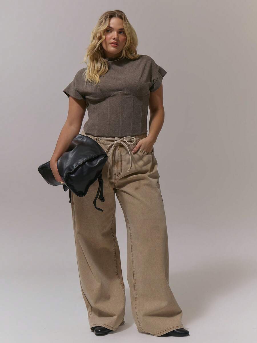 MUSERA Plus Size Jeans - Khaki - View 1