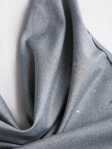 Sweetra 女士新款性感露背褶皱腰身修身亮面垂褶领鸡尾酒会礼服，适合日常通勤、毕业典礼、独立日等场合。