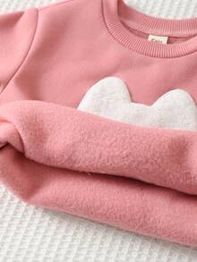Cozy Pixies 2pcs Baby Girl Cartoon Rabbit Graphic Knit Soft Crew Neck Long Sleeve Sweatshirt And Elastic Waist Pants Set - Multicolor - View 5