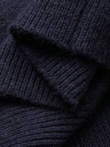 Livesso Women's Ruffled Collar Cardigan, Autumn/Winter - Navy Blue - View 7