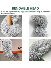 1pc Microfiber Duster, Extendable Feather Duster (Stainless Steel) 25 To 56 Inches, Reusable Bendable Dusters, Washable Dusters For Cleaning Ceiling Fan, High Ceiling, Blinds, Furniture, Cars - Grey - View 5