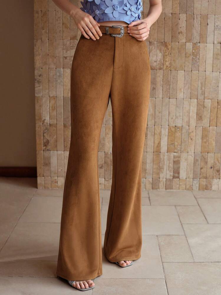 女性用エレガントなスラントポケットカジュアルスーツパンツ