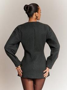 Hauture Women's Striped Batwing Long Sleeve Casual Blouse - Grey - View 6