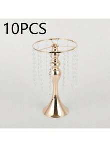 10件套户外婚礼餐桌中心装饰品，仿真花瓶，金色花卉摆件，多功能金属花架，优雅婚礼中心装饰花瓶，水晶花架，适用于婚礼、宴会、餐厅、酒店装饰、圣诞节等场合。 - 金色 - 查看 13