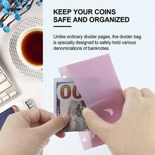 5个A6/A7活页夹分隔袋，左开口索引页，可收纳票据/现金/纸币，防水PP材质整理袋，返校必备 - 彩色 - 查看 5