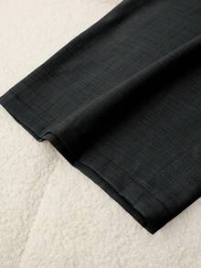 Elamini Petite 大码女式撞色腰带直筒裤 - 深灰色 - 查看 3