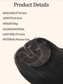 ZERO-NET 16英寸 8*10 女士假发片 真人发片 适合头发稀疏的女士 黑色假发片 - SNatural - 查看 3