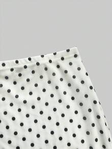 Rafferiza Chân váy ôm sát bằng vải lưới chấm bi thanh lịch dành cho nữ, thích hợp cho mùa thu. - trắng - Xem 8