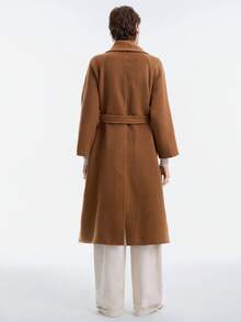 SHEIN LUNE Women's Elegant, Casual, Luxury Wool Blend Mid-Length Coat, High-End Design, Suitable For Party, Halloween, Christmas, New Year, Thanksgiving, Winter - Burgundy - View 3