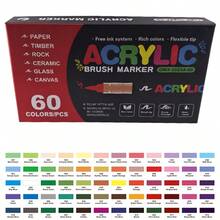 72/60/36/24/12色直涂液体丙烯马克笔，学生艺术专业绘画彩色软头马克笔，纸张紧密可堆叠，DIY涂鸦涂色书着色笔，可用于绘制玻璃、石头等，防水人体彩绘笔 - 彩色 - 查看 6