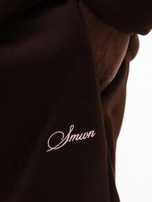 SUMWON Conjunto de sudadera con capucha y pantalón de felpa marrón oversize para hombre, conjunto de chándal de invierno - Marrón - Ver 7