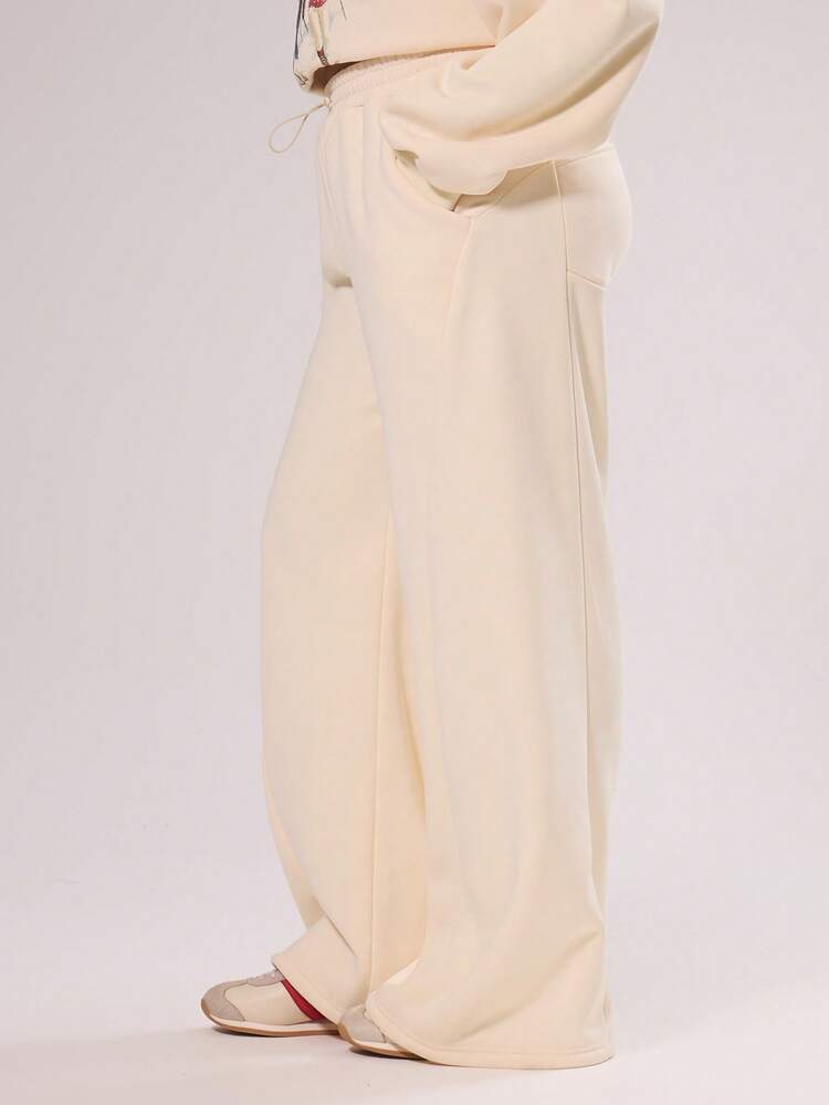 MUSERA Pantalones de chándal con cintura elástica, detalle de costura de pierna ancha, invierno, vacaciones, acogedor, lindo festivo, esquí, fiesta après-ski - Albaricoque - Añade 4