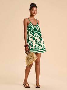 Travachic Vacation Printed Sleeveless Jumpsuit For Women - Green - View 5