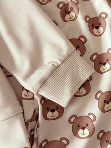 SHEIN Playful Pals 2pcs/Set Baby Boy Colorblock White Gray Green Crew Neck Long Sleeve Pullover Top And Solid Green Pants, Outfit Suitable For Outings, Casual Wear, Sports, And School