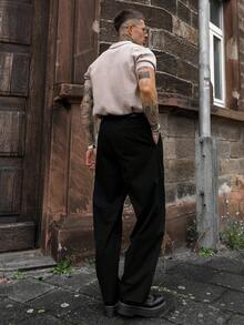 Artur Kramer 男士镂空设计针织Polo衫，简约时尚，适合夏季 - 卡其色 - 查看 6