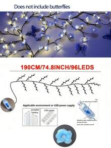 1 件花树藤灯，USB 供电，8 种闪烁模式，柔软可弯曲，适用于家居装饰/童话花园/房间装饰/墙面装饰/庭院/节日派对/游戏室/办公室 - 彩色 - 查看 11
