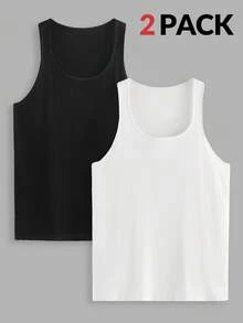 EASEVO 2 Pack große Größen Herren Lässig Schwarz & Weiß Strick Rundhals Pullunder, geeignet für Sommer, Schule