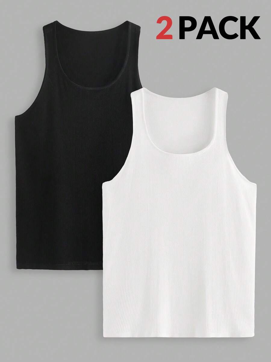 EASEVO 2 Pack große Größen Herren Lässig Schwarz & Weiß Strick Rundhals Pullunder, geeignet für Sommer, Schule