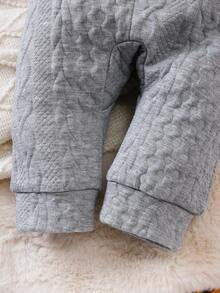 SHEIN Vintaside Kids 男婴长袖拉链连帽保暖连体衣，冬季保暖