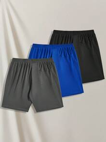 Manfinity VCAY 3pcs Knitted Casual Solid Color Pleated Shorts Set - Multicolor - View 8