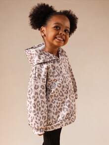 SUMWON Little Girls Leopard Print Pullover Hoodie With Centre Pocket - Cozy Fall Winter Sweatshirt - Multicolor - View 5