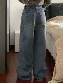 DAZY 女士水洗牛仔裤，带口袋，秋冬季 Y2K 款式