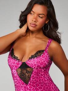 Missguided x Playboy Pink Leopard Print Bodycon Mini Dress With Lace Bustier Detail For Party Clubwear - Multicolor - View 6