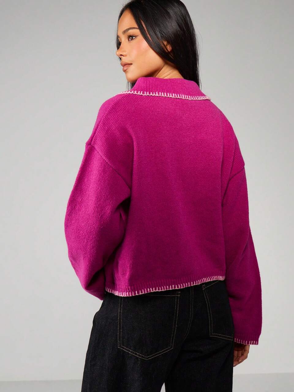 MISSGUIDED Cárdigan con botones para mujer con detalles de puntada de látigo, suéter de punto para capas casuales en Navidad