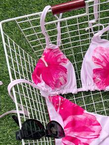 Swim Mod Bộ đồ bơi hở lưng in họa tiết nhiều màu thời trang mùa xuân dành cho nữ và quần bikini in họa tiết dễ thương - Hồng - Xem 5