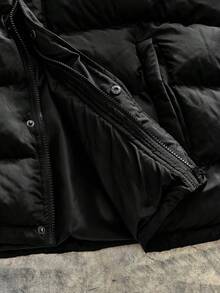 AXEPEAK Men Loose Solid Color Hooded Pocket Long Sleeve Padded Coat, Regular Fit, Winter - Black - View 6