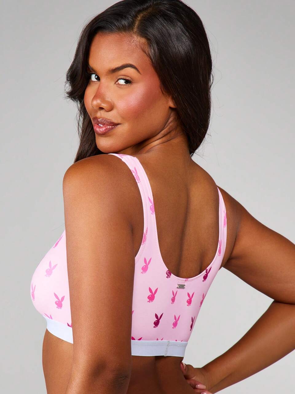 Missguided x Playboy Branded All Over PrInt Bunny Head Scoop Neck Bralette