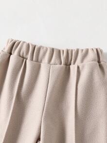 SHEIN 2pcs Young BoyCasual Suit Set - Collared Jacket And Pants - Mocha Brown - View 5