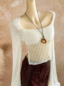 Soleia Party Casual Solid Color Slim Fit Long Sleeve Women Sweater, Suitable For Everyday Wear - White - View 4