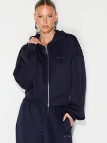 KIZN Sudadera con capucha con cremallera completa y cordón para mujer - Sudadera casual de uso diario para otoño e invierno - Azul - Ver 6