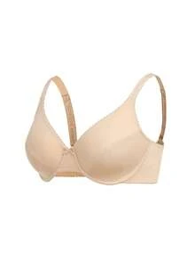 Ocili 2 件大码女士纯色蝴蝶结装饰时尚文胸无衬垫，黑色和杏色 - 彩色 - 查看 3