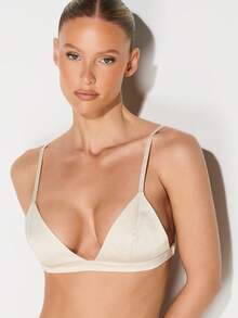 Satin Bralette Wide Leg Trouser Lounge Set For Comfort Sleepwear Pajama Set - Apricot - View 7