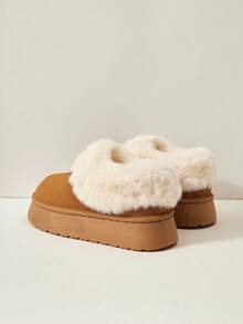 Cuccoo Women's Popular Thermal Lined Thick Sole "Style" Snow Boots, Autumn/Winter New High-End Faux Suede/Soft Fur Slip-On Boots For Christmas - Camel - View 4