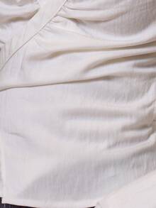 MUSERA Plunge Neck Wrap Detail Ruched Cinched Collard Blouse Autumn  Cool Streetwear Going Out Casual Everyday Spring Summer Holiday - White - View 6